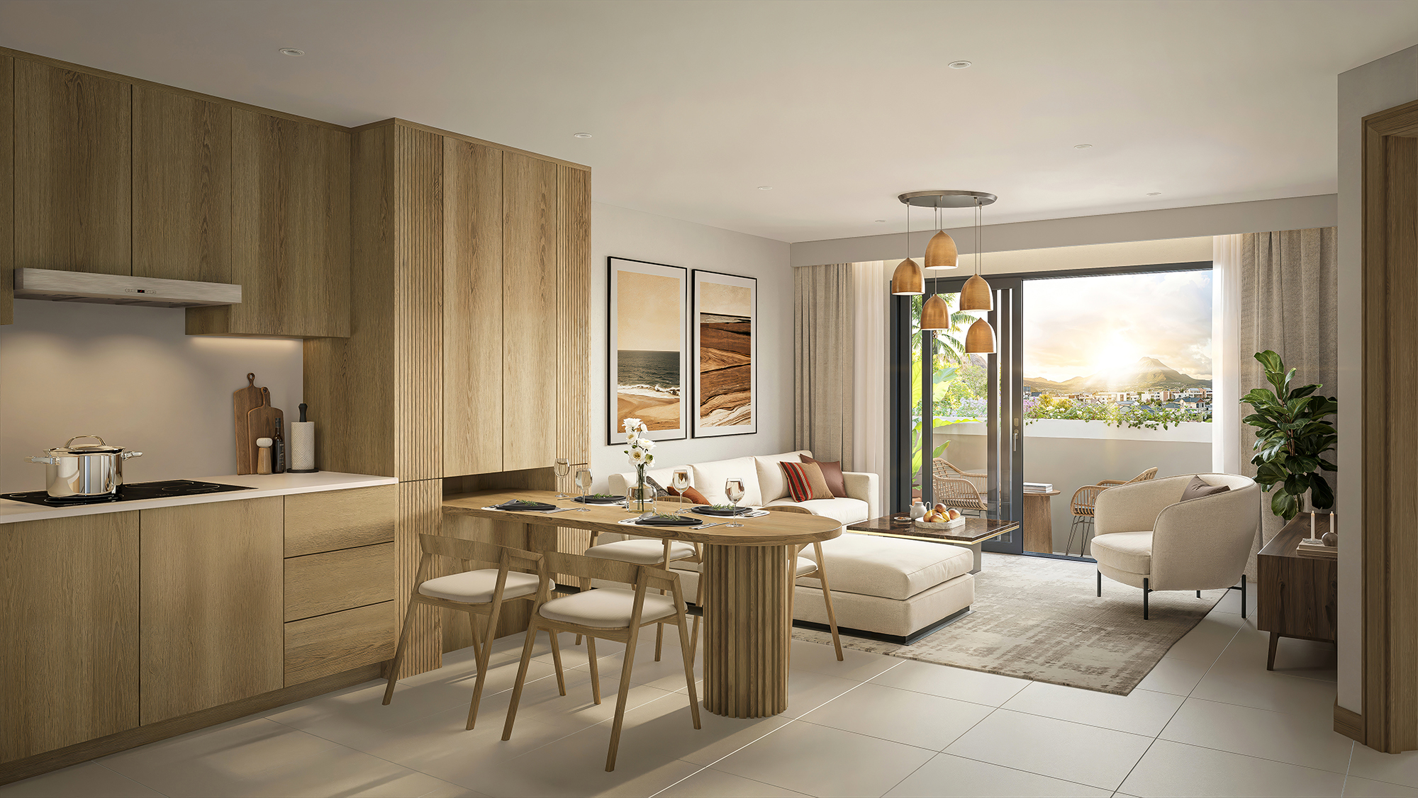 Les Terrasses d'Helvétia — 2-bedroom dining and kitchen