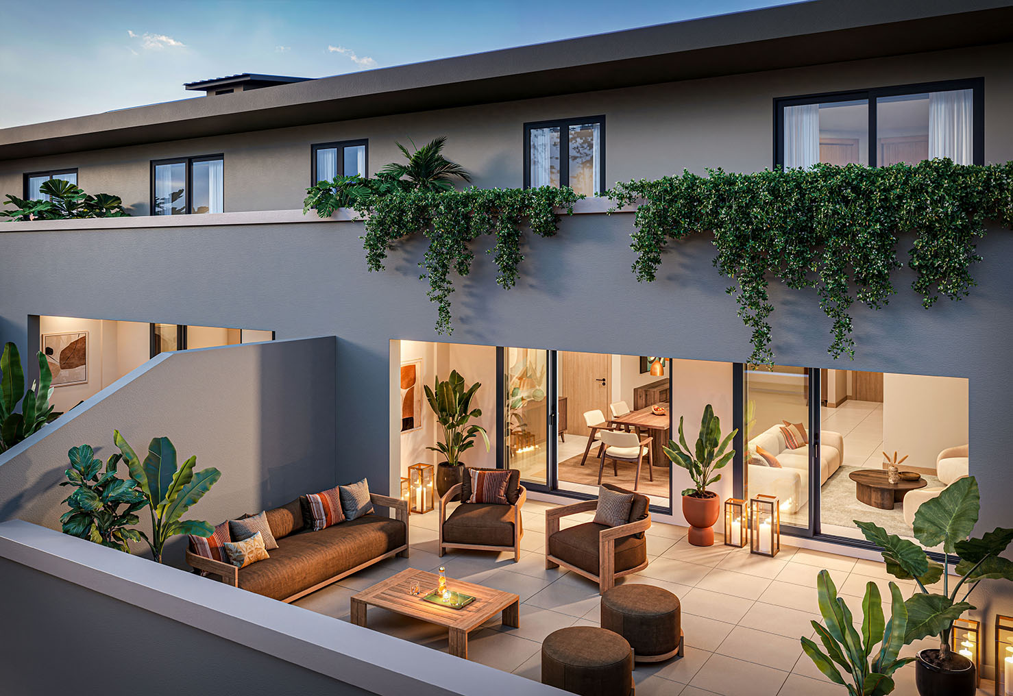 Les Terrasses d'Helvétia — penthouse terrace evening